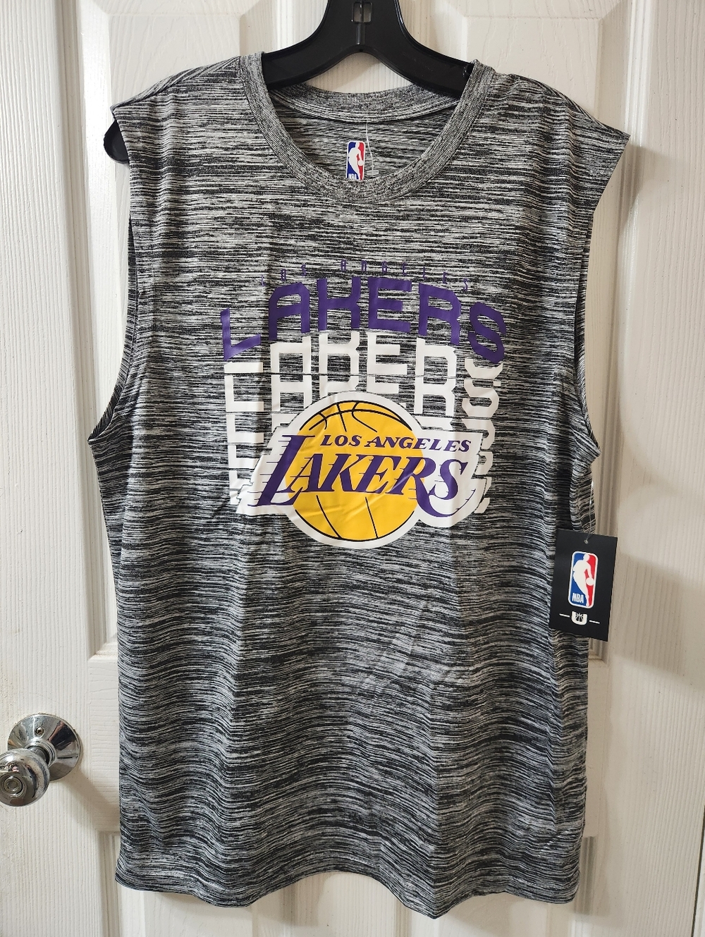 NBA Los Angeles Lakers Gray Heather Tank with Purple and Gold Logo